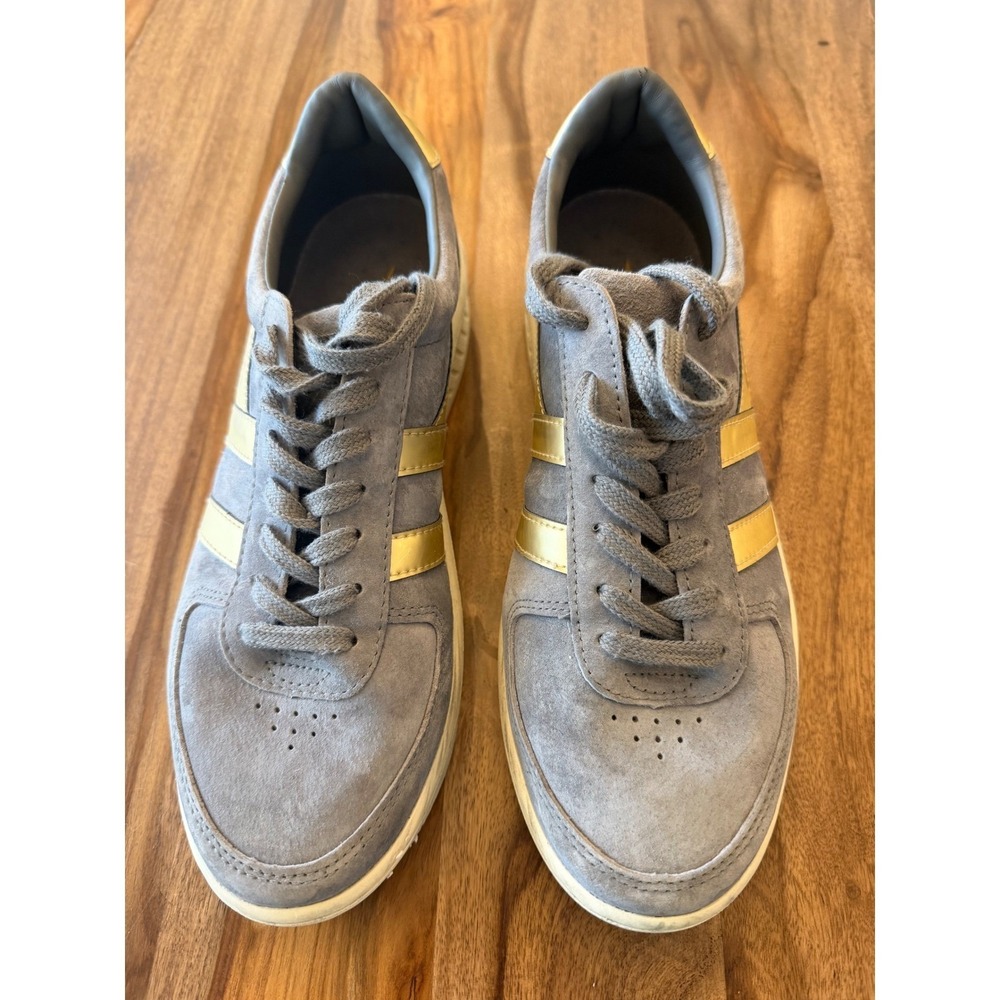 Gola Grandslam Pearl Grey Suede Gold Metallic‎ Sneakers Womens 9 Low Top Shoes